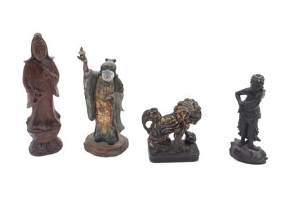 null CHINE, XIXe-XXe siècle
Ensemble comprenant quatre statuettes en bois pour certaines...