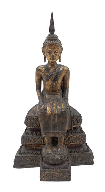 null Thaïlande, RAtanakosin, XIXe siècle 
Bouddha assis sur un trône, les mains posées...
