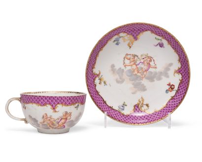 MEISSEN
Porcelain teacup and saucer with...