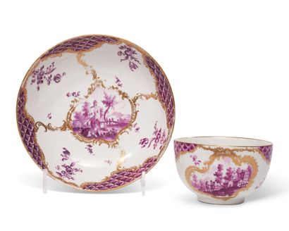 FRANKENTHAL
Porcelain teacup and saucer decorated...