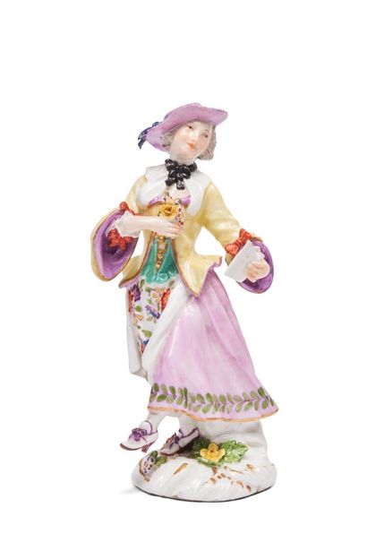 null MEISSEN
Porcelain statuette representing a young singer
holding a score in her...