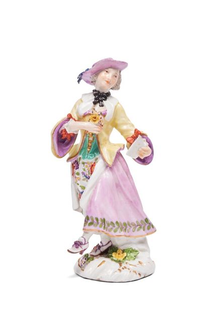 null MEISSEN
Statuette en porcelaine représentant une jeune cantatrice
tenant une...