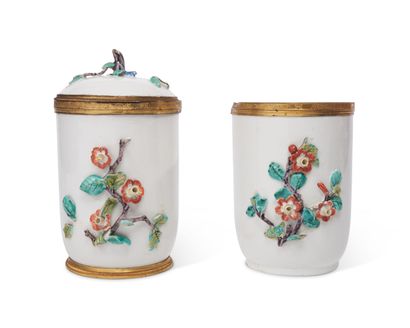 CHANTILLY
Pair of large ointment jars, one...