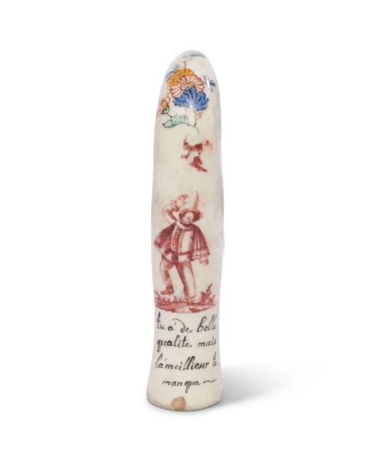 null SAINT-CLOUD
Cane knob in soft porcelain with polychrome decoration
in the Kakiemon...