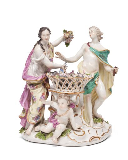 MEISSEN
Group with three figures in porcelain...