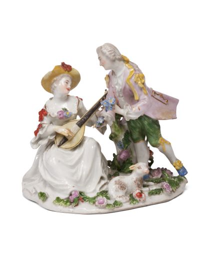MEISSEN
Group of two porcelain figures representing...
