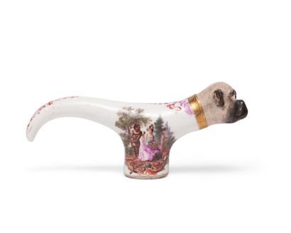 null MEISSEN
Cane knob in porcelain finished with a pug's head
polychrome decoration...