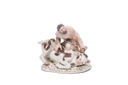 null MEISSEN
Porcelain group representing Hercules and the bull of Crete,
with polychrome...