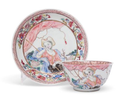 null CHINA
Sorbet and its saucer with polychrome decoration of enamels of the pink...