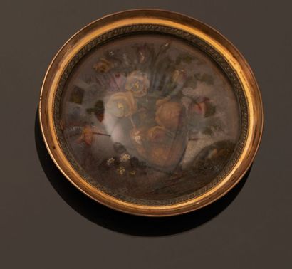 null Three round tableautins on wood and cardboard representing scenes of tavern...