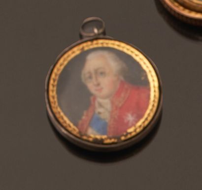 null Lot comprenant un médaillon en cristallocérame figurant Louis XVIII marqué au...