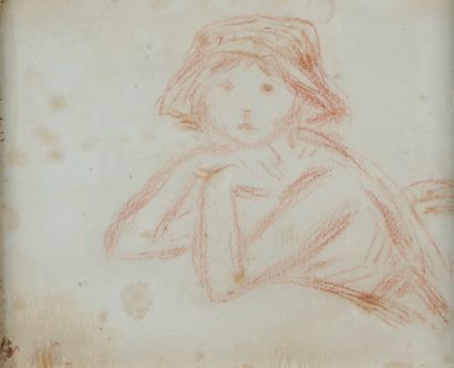 null George d'ESPAGNAT (1870 - 1950)
Jeune femme accoudée
Sanguine
9,5 x 12 cm
Taches
Trace...