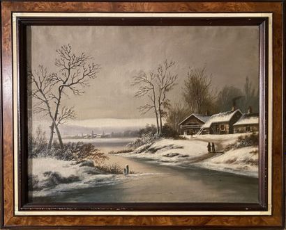 null Jean Ernest TEXIER (1829-1900)
Paysage hivernal animé
Huile sur toile, signée...