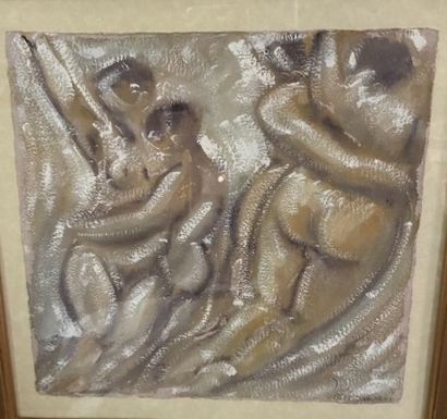 null École du XXe siècle 
Femmes nues
Pastel et gouache sur papier, signé Yah Yagi...