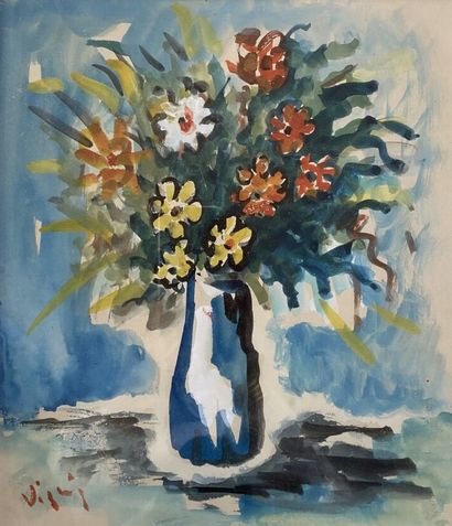 null Sylvain VIGNY (1903-1970)
Nature morte au bouquet de fleurs 
Aquarelle et gouache...
