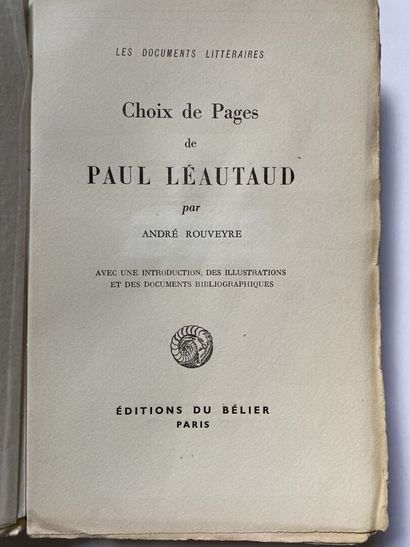 null LEAUTAUD (Paul), Choix de pages de Paul Léautaud par André Rouveyre. Avec une...