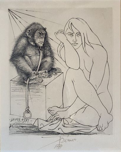 null Pierre-Yves TREMOIS (1921-2020)
Femme au singe
Lithographie sur papier signé...