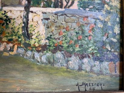 null A. MAZZIERI (XXe)
Jardin du Monastère de Cimiez
Huile sur panneau, signée en...