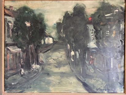 null Sylvain VIGNY (1903-1970)
La route dans le bois, vers 1938 
Huile sur isorel,...