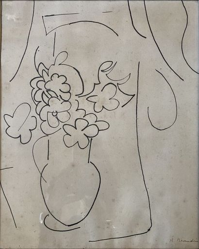 null André BEAUDIN (1895-1979)
Nature morte au bouquet de fleur
Encre de Chine sur...
