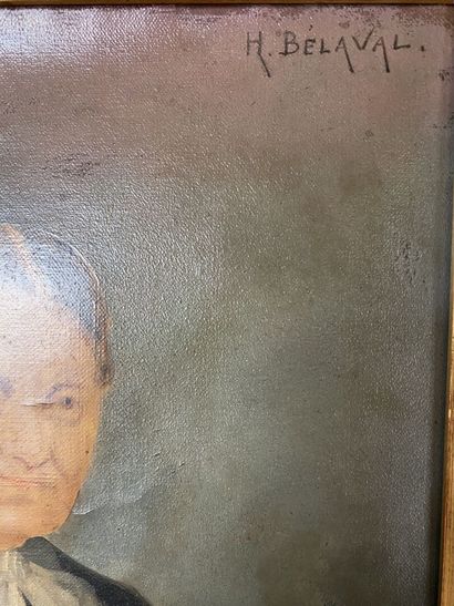 null H. BELAVAL (XXe siècle)
Portrait de femme à la collerette
Huile sur toile, signée...