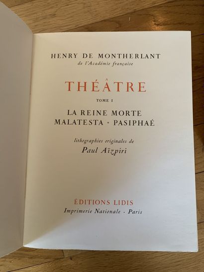 null Henry de MONTHERLANT, Theater, novels, Editions Lidis, Paris.
Original lithographs...