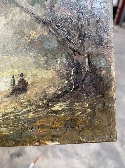 null André GUERIN LE GAY (né en 1872)
Paysage lacustre 
Huile sur toile signée en...