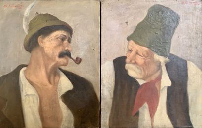 null M. CAMPANAKI (XXe siècle)
Portraits d'homme à la pipe et vieillard
Deux huiles...