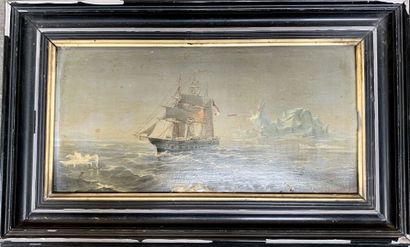 null Ecole française de la fin du XIXe siècle, peintre de la Marine 
Marine à l'iceberg
Huile...