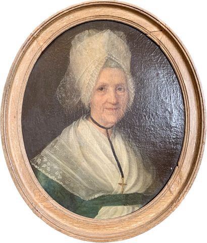 null Ecole française de la fin du XVIIIe-début XIXe siècle
Portrait de femme à la...