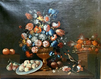 null Ecole française du XIX e siècle
Bouquet de fleurs
Huile sur toile
90 x 111cm...