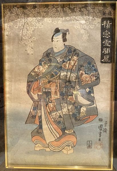 null Ensemble de trois estampes japonaises : 
Utagawa YOSHIIKU (1833-1904)
Oban tate-e...