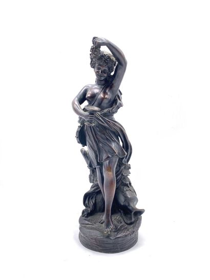 null School of the 19th century
Bacchante with tambourine holding a bunch of grapes....