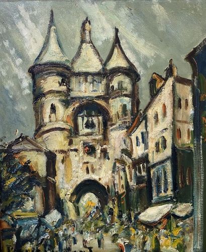 null 20th century school 
Bayonne
Oil on canvas, signed lower left. 
65 x 54 cm 