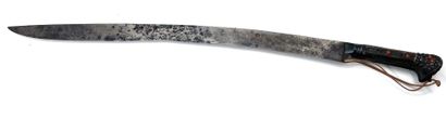 null NORTH AFRICA 
Saber with slightly curved wrought-iron blade and horn handle...
