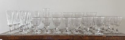 null Sets of crystal glasses including approx. 7 flutes, 13 liqueur glasses, 12 wine...