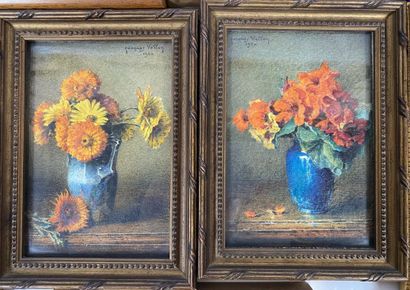null Jacques VOLLON (1894-1975) 
Vases fleuris
Deux aquarelles, signées en haut à...