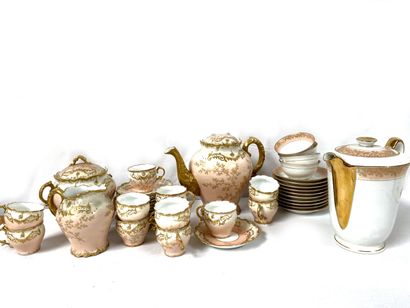 null LIMOGE and miscellaneous 
Three porcelain tea and coffee sets with floral decoration
As...