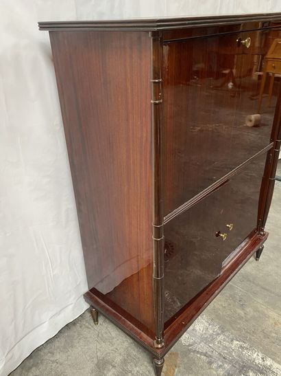 null Wood veneer BAR CABINET opening to two doors in the lower part and a flap in...