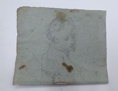 null École italienne du XVIIIe siècle 
Portrait 
Crayon sur papier bleu
18 x 22 cm...