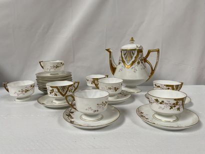 null LIMOGE and miscellaneous 
Three porcelain tea and coffee sets with floral decoration
As...