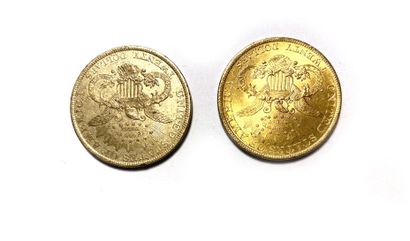 null USA, Deux pièces en or de vingt dollars, 1899.
Poids total : 66,9 g 

Frais...