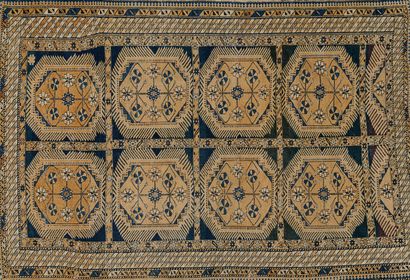 null CHIRVAN, 19th century 
Carpet decorated with eight octagons on a navy blue background....