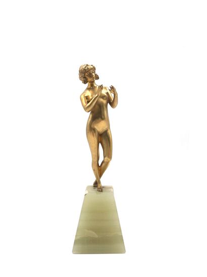 null Attribuée à Paul PHILIPPE (1870-1930) 
Jeune femme nue
Épreuve en bronze doré,...