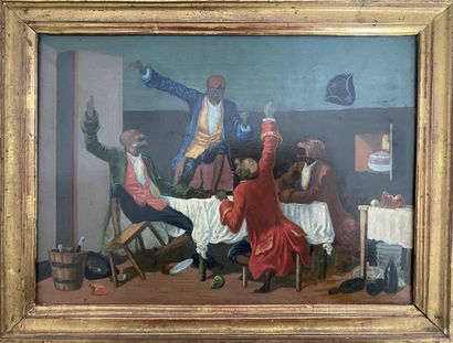 null School of the late nineteenth century - early twentieth century 
The crazy banquet
Oil...