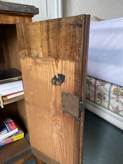 null LITTLE BEDSIDE FURNITURE in veneered wood opening to two doors in geometrical...