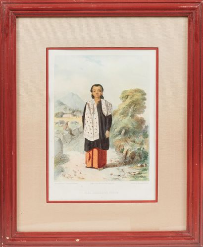 null Set of sixteen framed lithographs depicting characters and costumes from around...