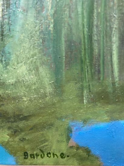 null Guy BARDONE (1927-2015)
October at the pond
Oil on canvas, signed lower center,...