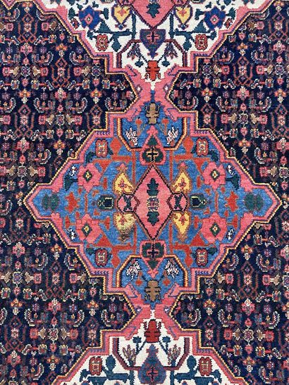 null SENNEH, 20th century 
Cotton velvet wool carpet, warps and wefts decorated with...