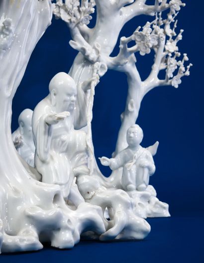 null CHINA
Two Blanc-de-Chine porcelain groups of two prunus trees in bloom, Shoulao...